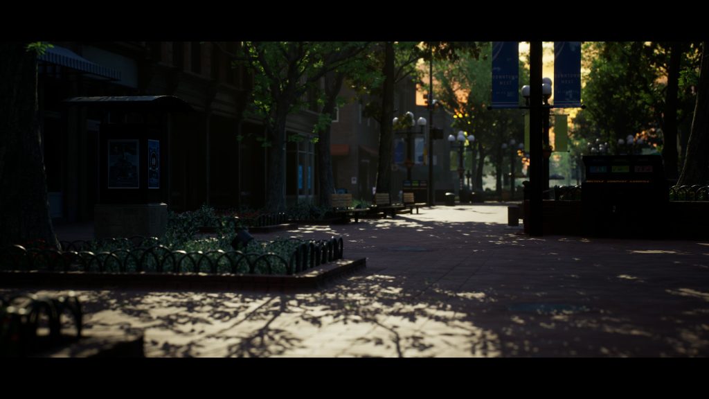 Demo Environment 4K - Calle peatonal sombreada