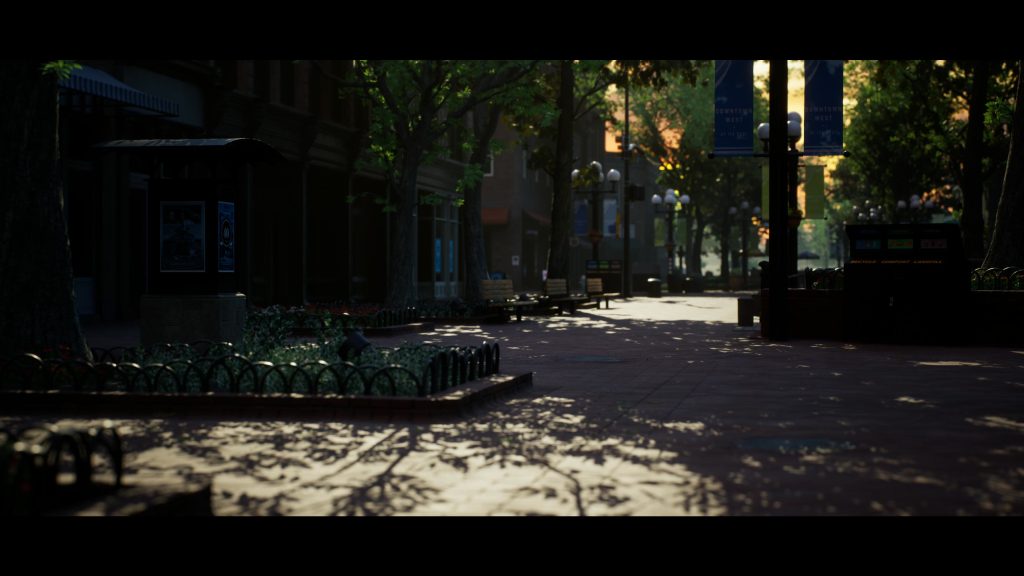 Demo Environment 4K - Avenida urbana sombreada