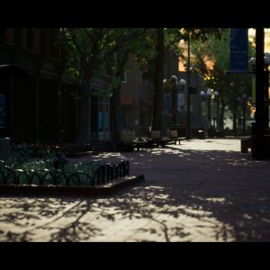 Demo Environment 4K - Avenida urbana sombreada